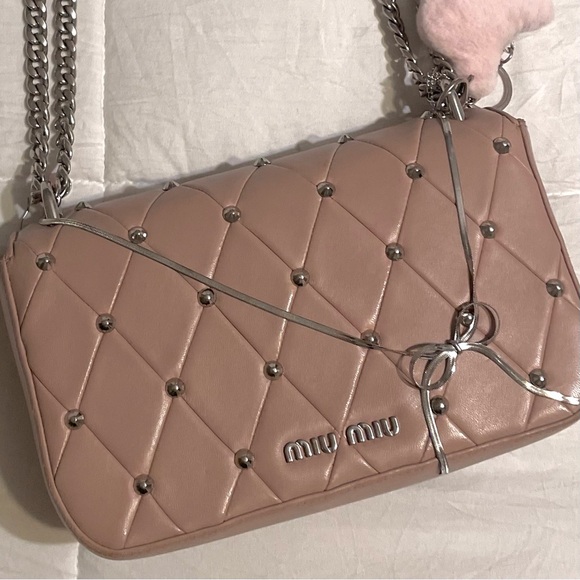 Miu Miu Calf-Skin Studded Chain Bag - Picture 5 of 5